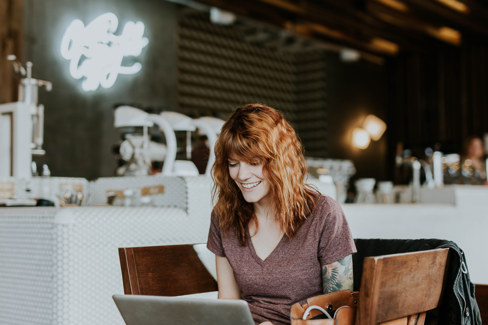 Woman working with a laptop