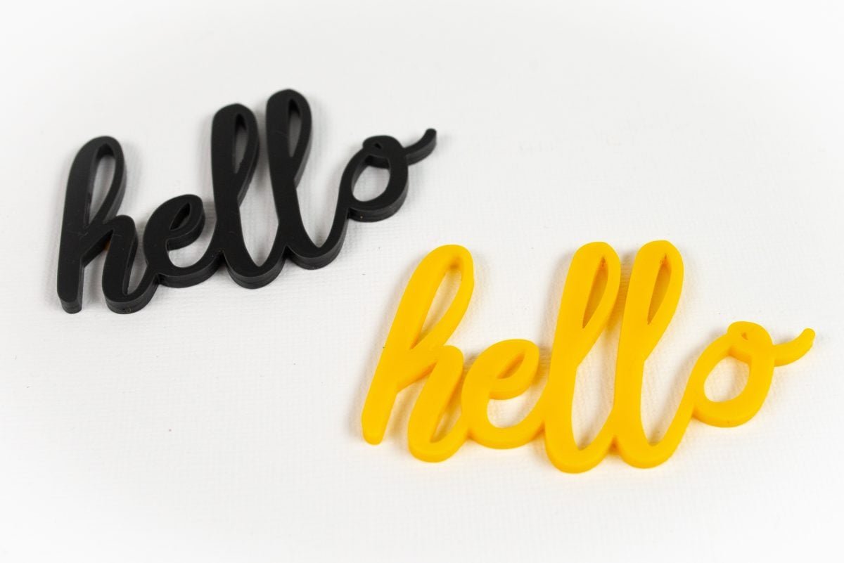 xtool-m1-review-13 Hello cut from black and yellow acrylic